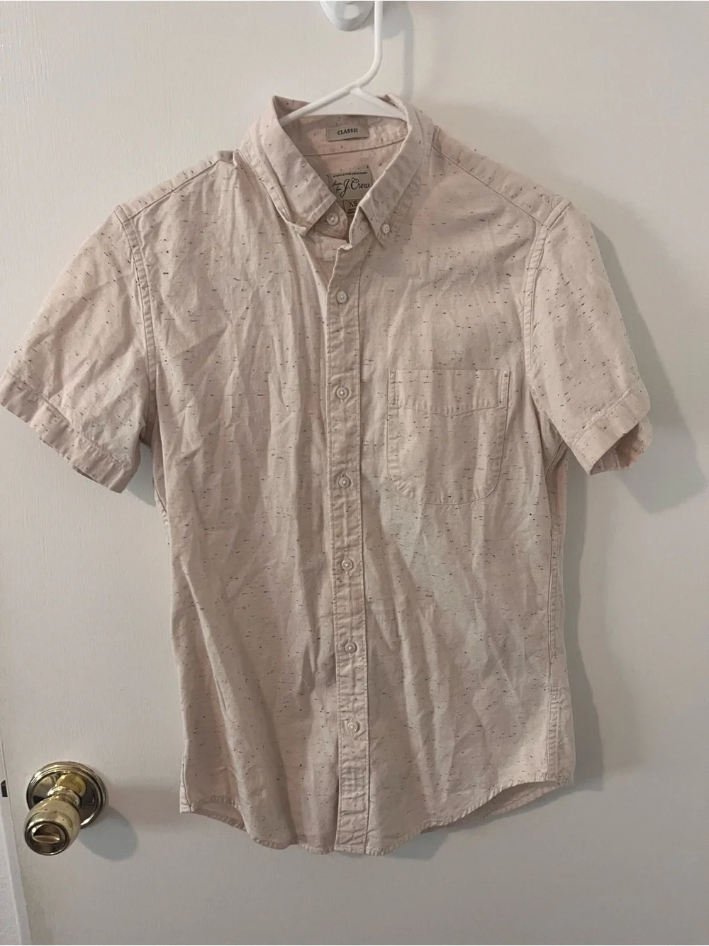 J. Crew Men’s Short Sleeve Shirt Neppy Chambray Mountain White Classic Size XS